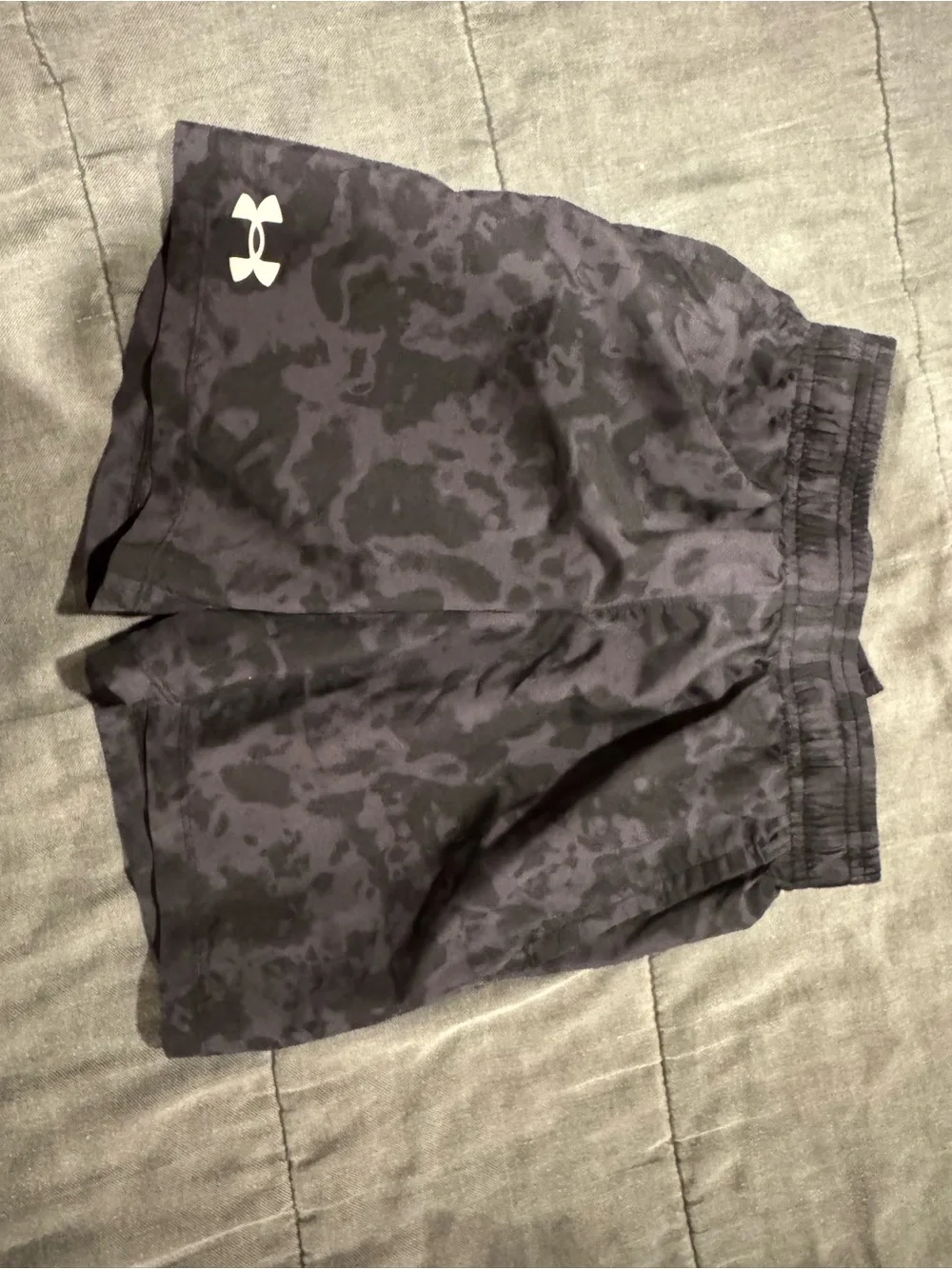 Under Armour Black & Dark Gray Camo Kids Athletic Shorts